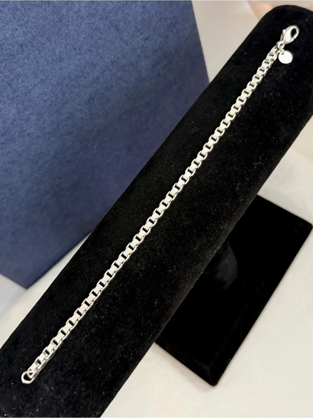 TIFFANY & CO. Sterling Silver Venetian Box Chain Bracelet 15.6g; 7.5” w/ COA